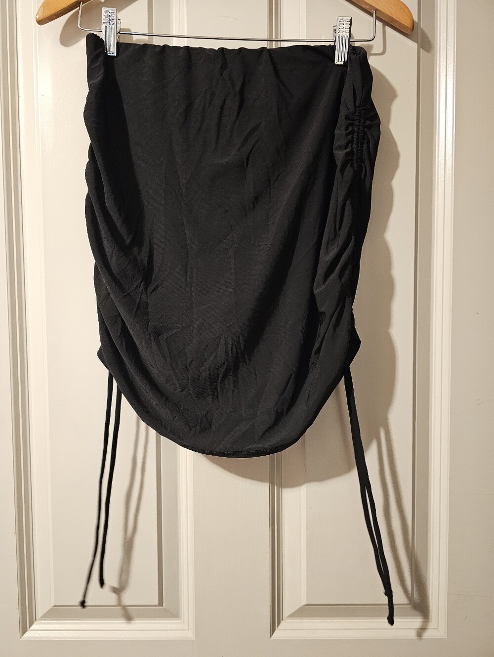 Windsor Black Ruched Drawstring Mini Skirt L